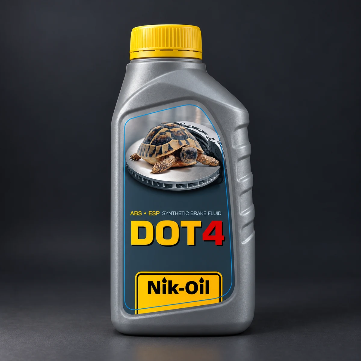 Nik-Oil · DOT 4 — Этикетка для тормозной жидкости. Визуализация по макету заказа.